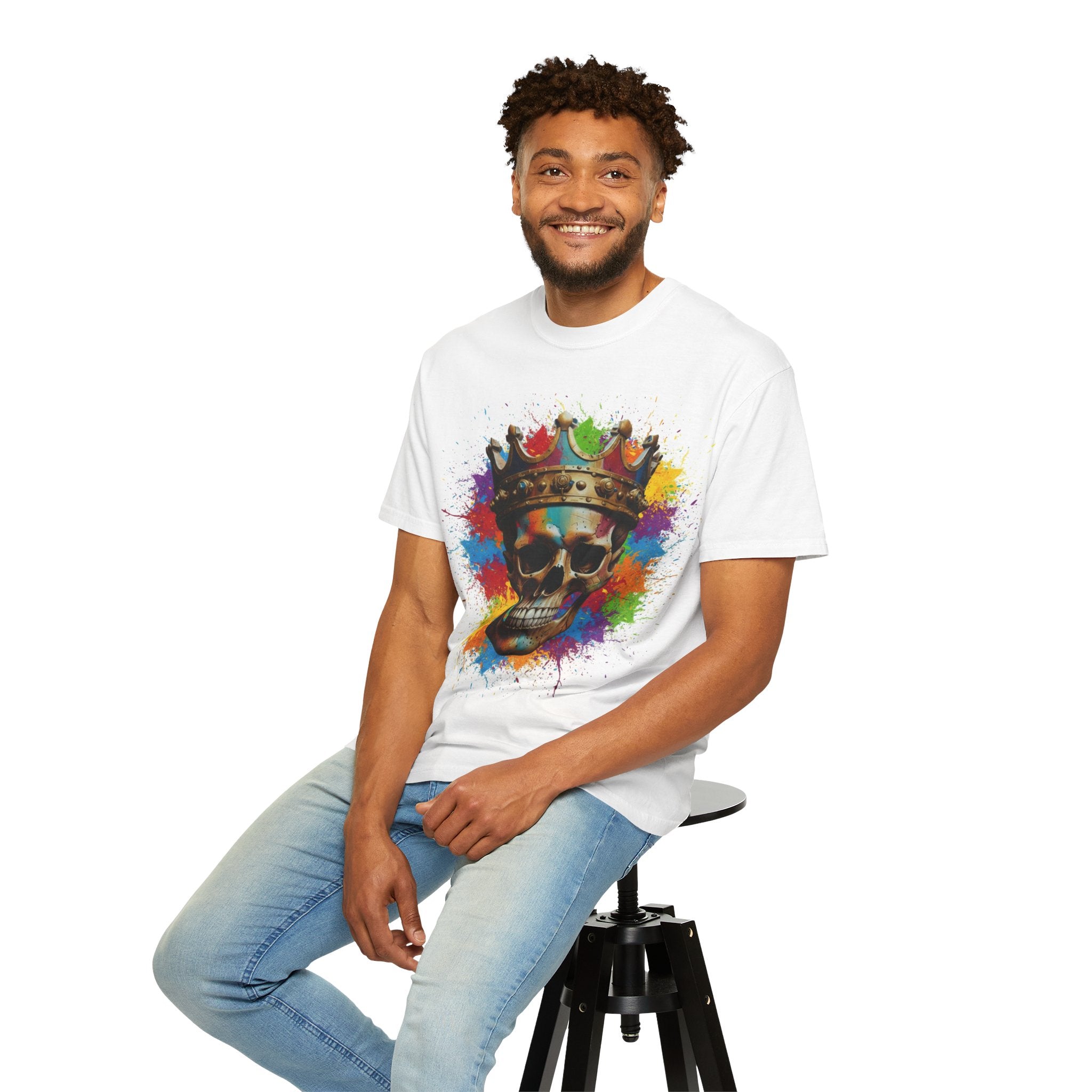 Skull King T-Shirt — Color Splash Crown Graphic Tee