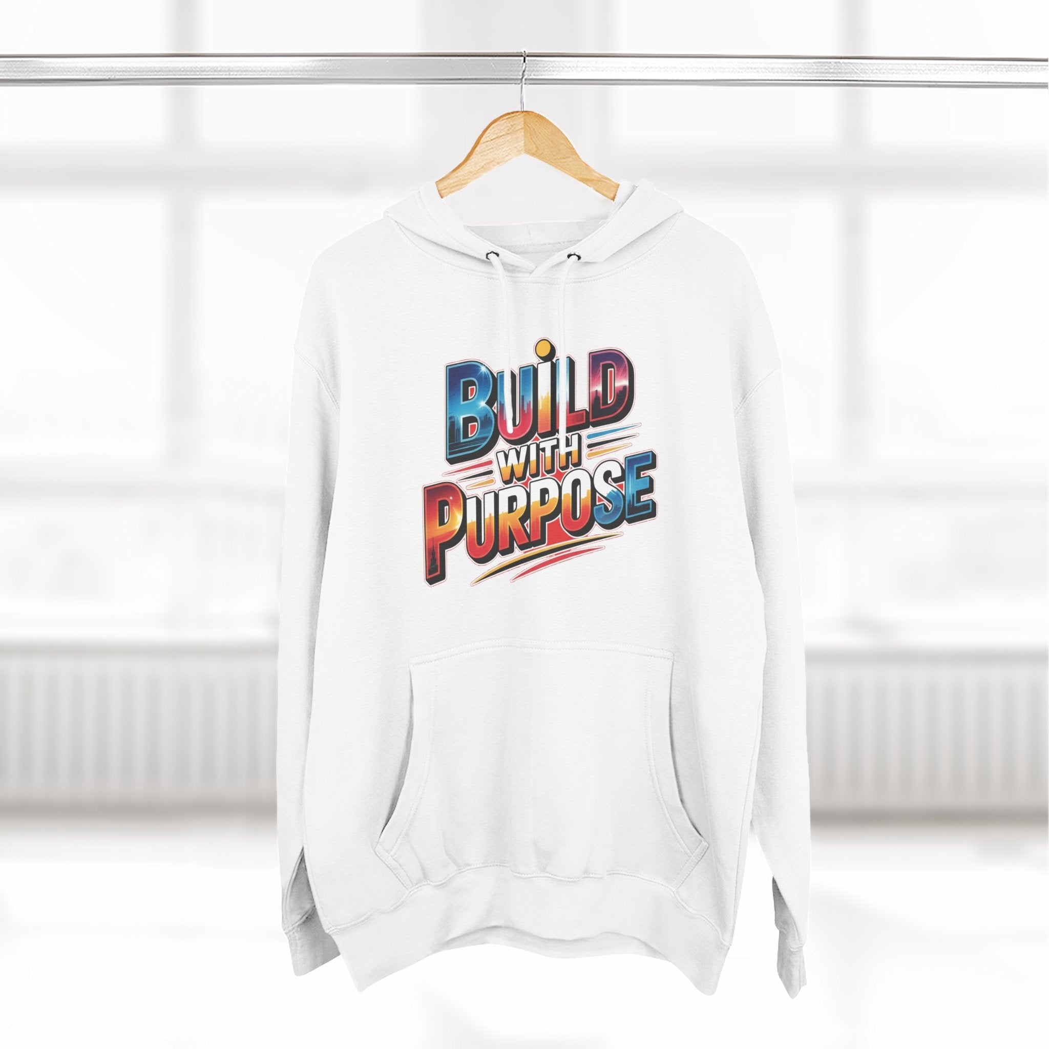 Hoodie — "Build With Purpose" Retro Gradient Graphic Hoodie