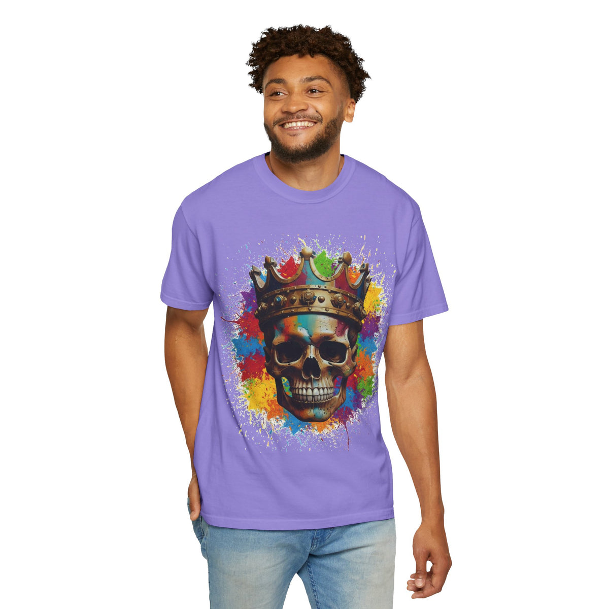 Skull King T-Shirt — Color Splash Crown Graphic Tee