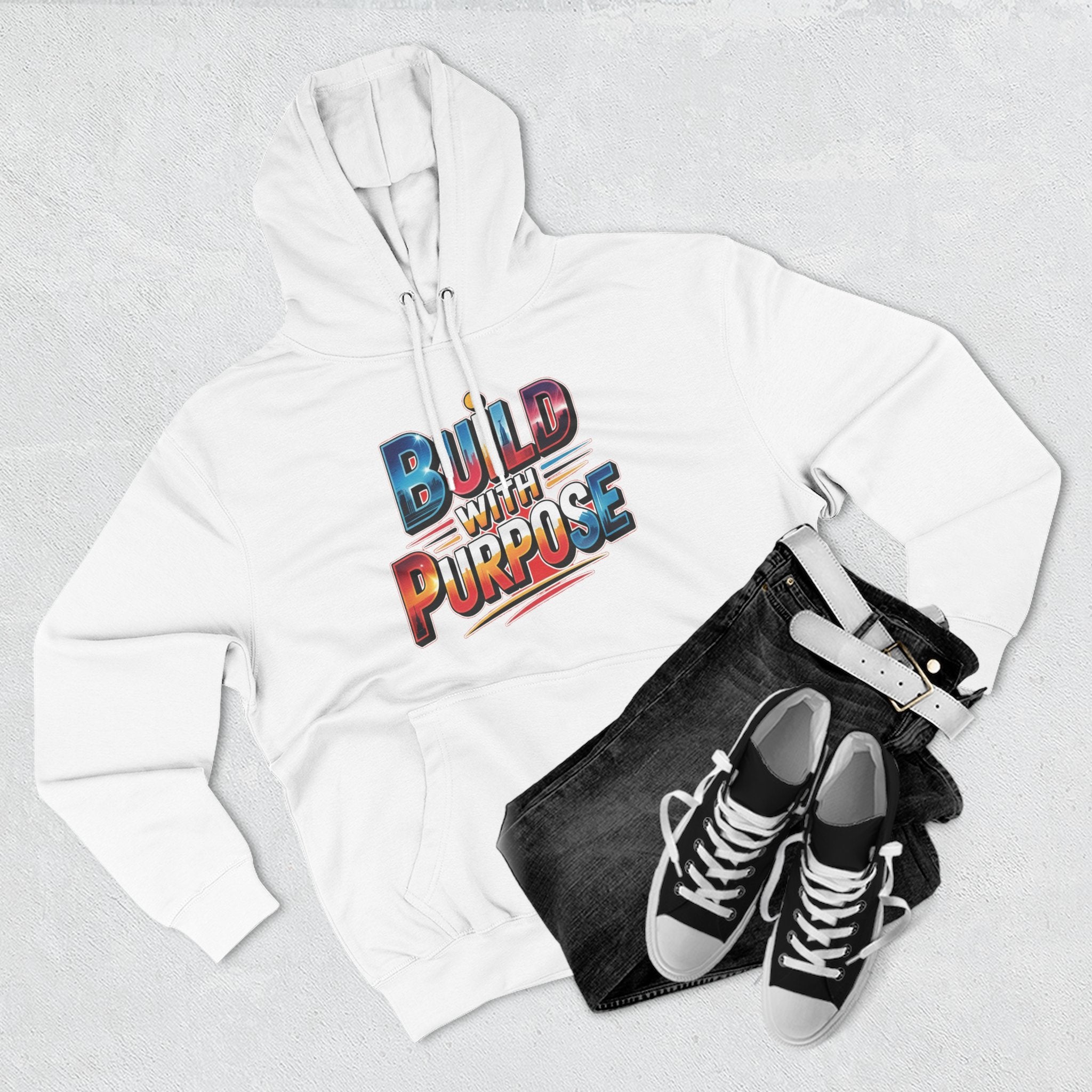 Hoodie — "Build With Purpose" Retro Gradient Graphic Hoodie