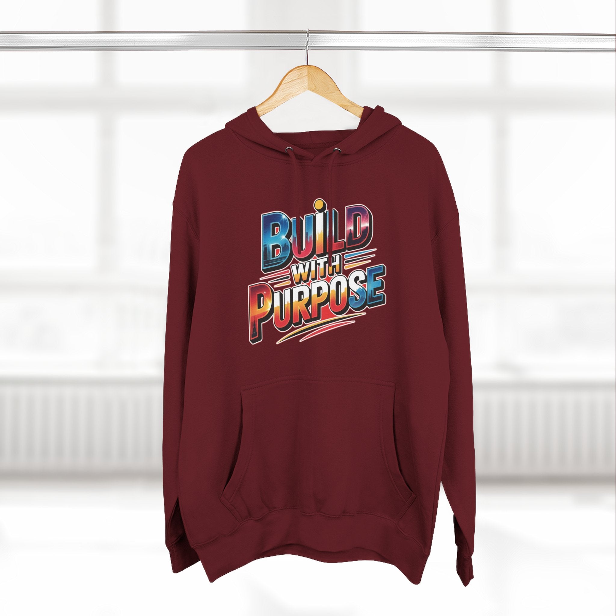 Hoodie — "Build With Purpose" Retro Gradient Graphic Hoodie