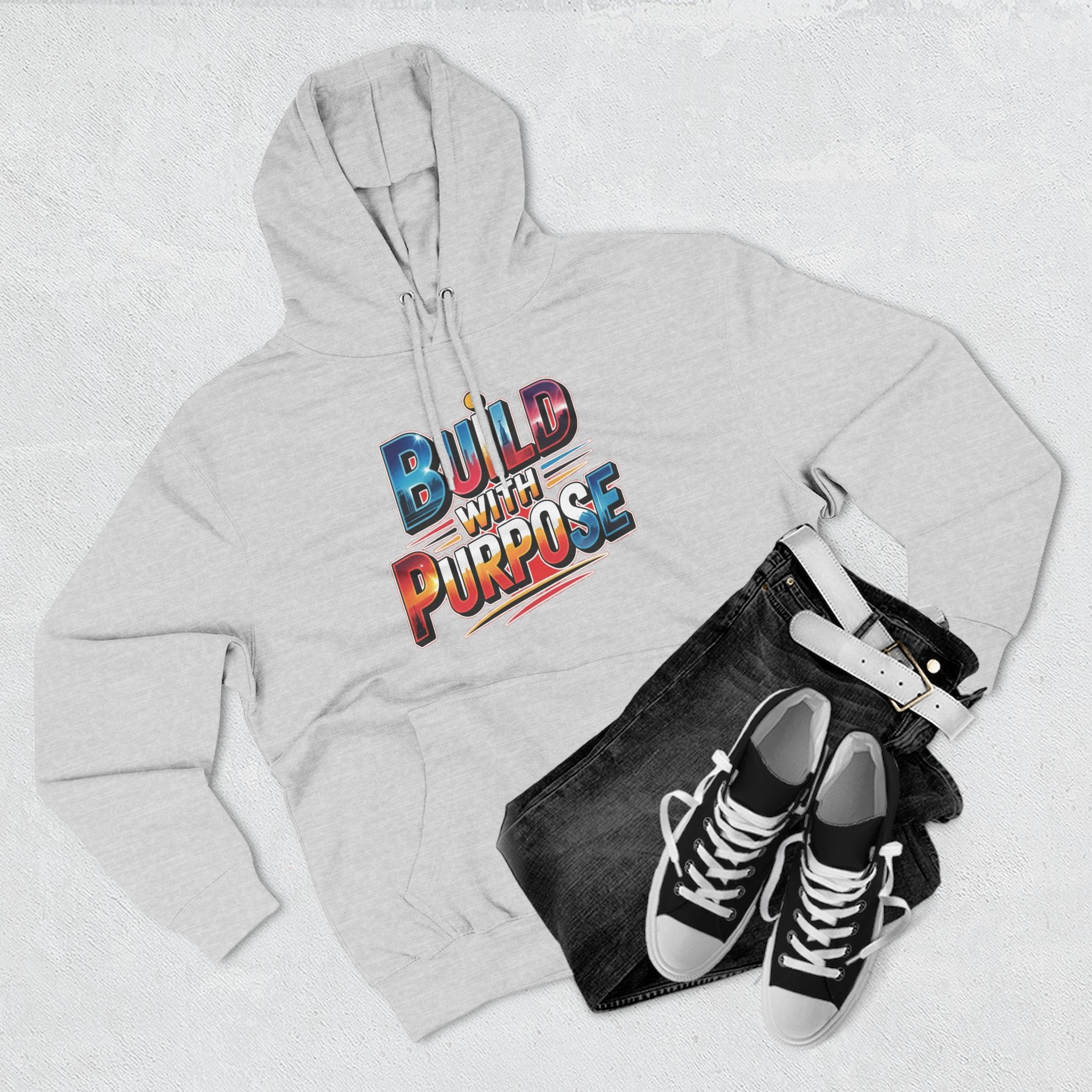Hoodie — "Build With Purpose" Retro Gradient Graphic Hoodie