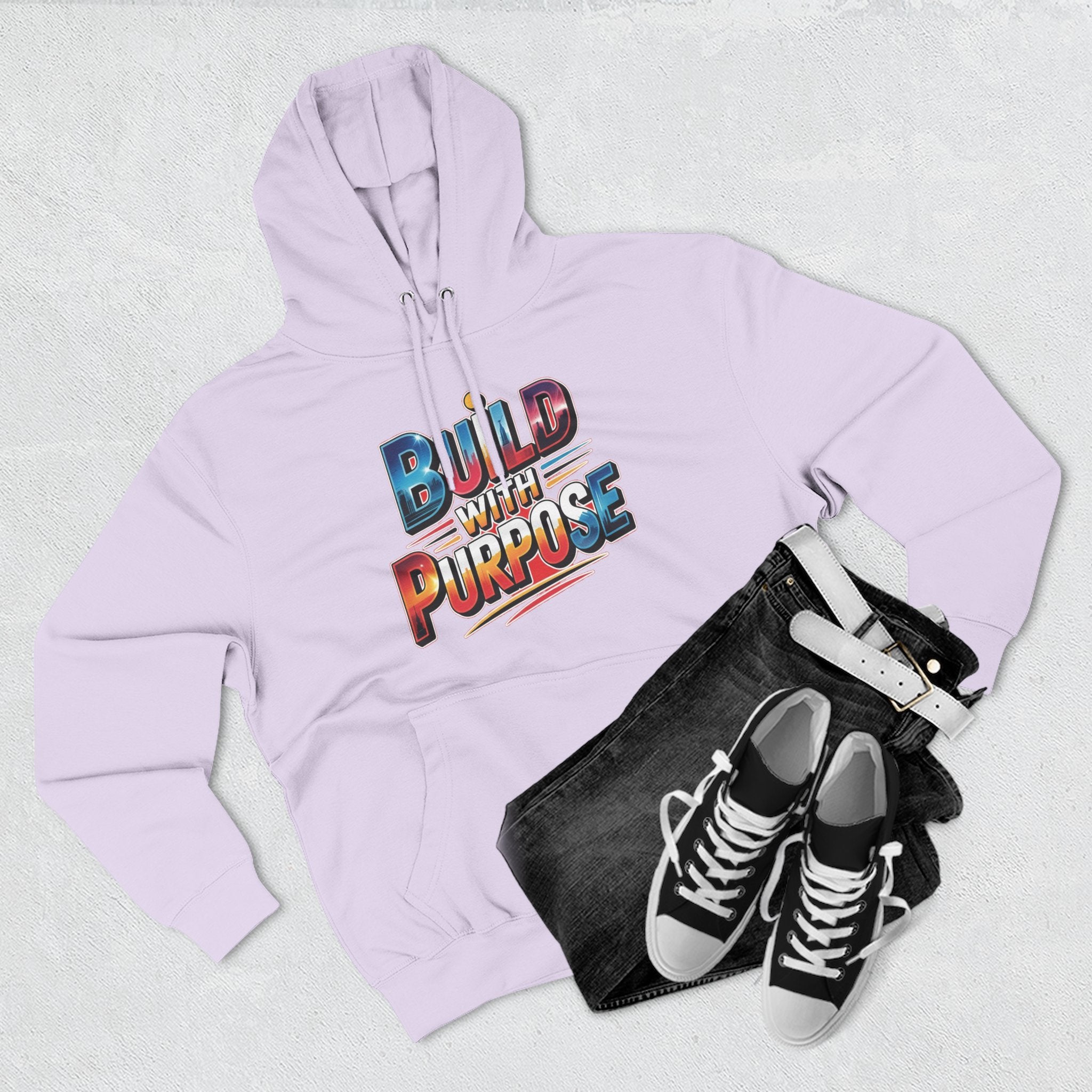 Hoodie — "Build With Purpose" Retro Gradient Graphic Hoodie