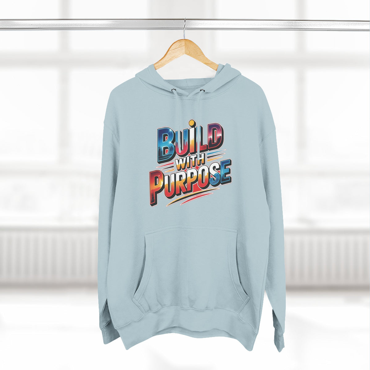 Hoodie — "Build With Purpose" Retro Gradient Graphic Hoodie