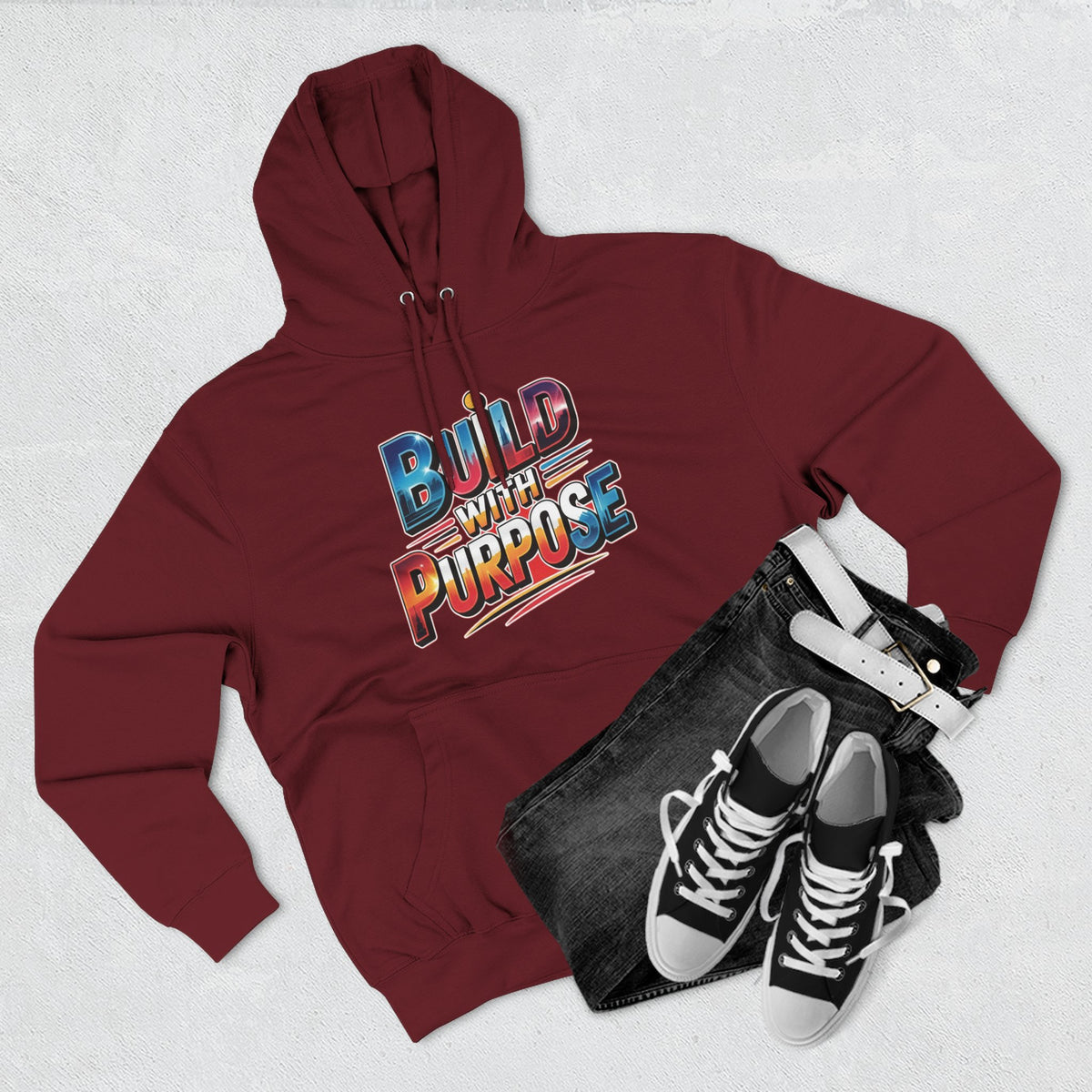 Hoodie — "Build With Purpose" Retro Gradient Graphic Hoodie