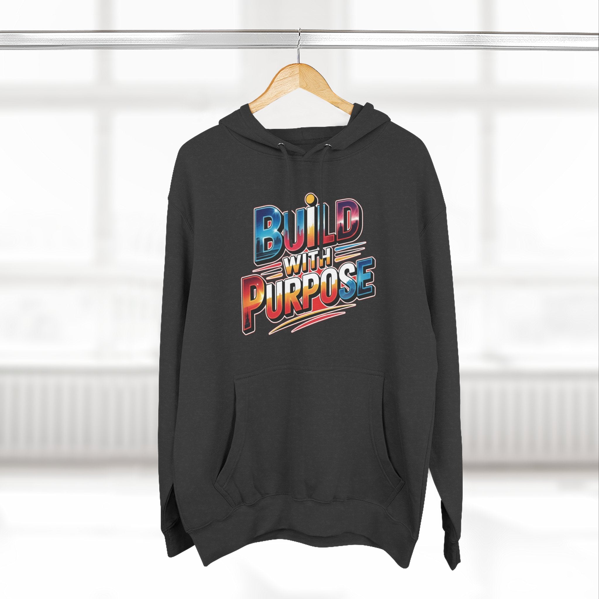 Hoodie — "Build With Purpose" Retro Gradient Graphic Hoodie