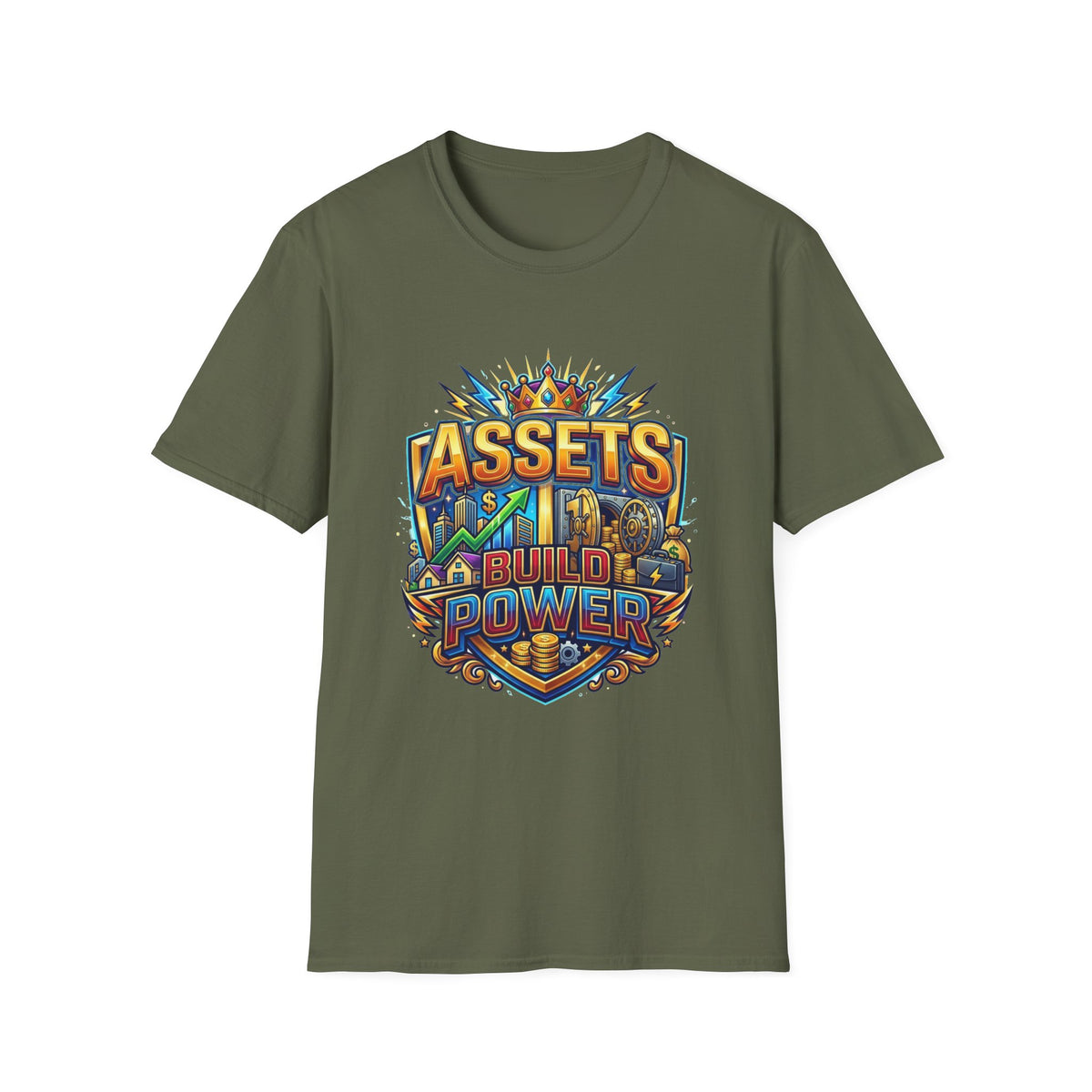 Assets Build Power T-Shirt — Motivational Financial Freedom Graphic Tee